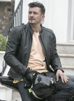 Orlando Bloom Legacy Black Leather Jacket Side View