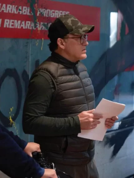 The Electric State 2025 Anthony Russo Black Puffer Vest Front View