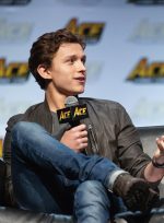 Tom Holland Dark Brown Bomber Leather Jacket Closure Look