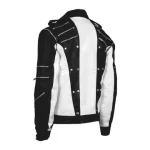 Vintage Black and White Biker Leather Jacket Back View