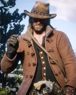 RDR 2 Arthur Morgan Cotton Brown Jacket Closeup Shot
