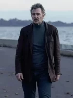 Absolution 2024 Liam Neeson Thug Dark Brown Leather Jacket Front View