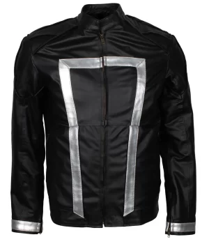 Agents of Shield Cosplay Men Black Faux Leather Jacket Front View