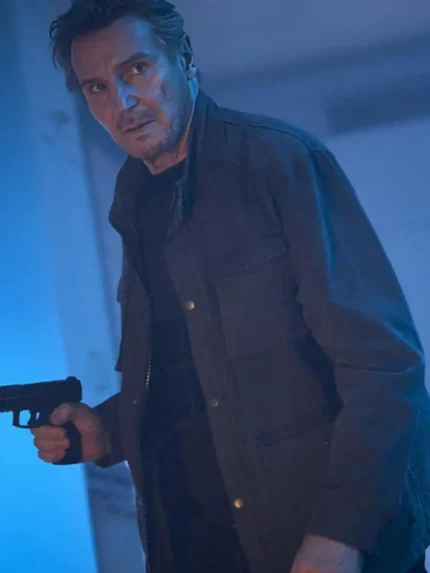 Blacklight 2022 Liam Neeson Grey Cotton Jacket Side View
