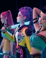 KPop Demon Hunters Rumi Cropped Yellow Leather Jacket Side View