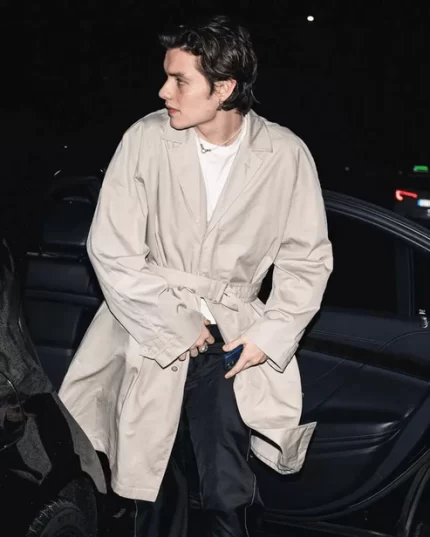 Louis Partridge Cotton White Coat Front View