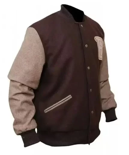 Payday 2 Hotline Miami Brown Varsity Jacket Side View