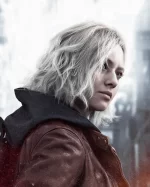 Resident Evil Requiem Grace Ashcroft Hooded Brown Leather Jacket Side View