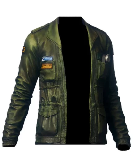 Silent Hill 2 James Sunderland Olive Green Leather Jacket Front View