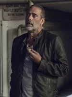 The Walking Dead Negan Black Distressed Leather Jacket Side View