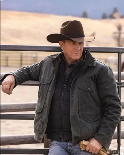 Yellowstone John Dutton Black Cotton Jacket Front View