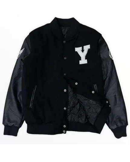 Yonsei University Leather Sleeves Varsity Jacket Front View