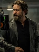 Gerard Butler Den Of Thieves 2025 Black Leather Blazer
