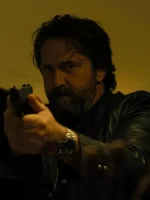 Gerard Butler Den Of Thieves 2025 Black Leather Blazer