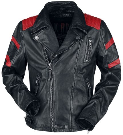 Black Red Leather Biker Trending Christmas Jacket