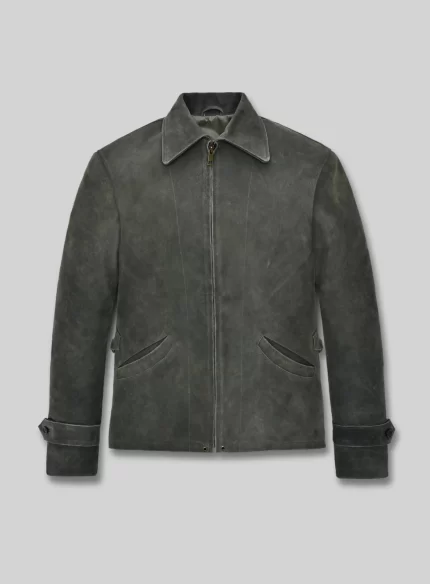Daniel Craig Skyfall Leather Smooth Grey Jacket front view