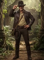 Indiana Jones Rusted Brown Leather Jacket front view