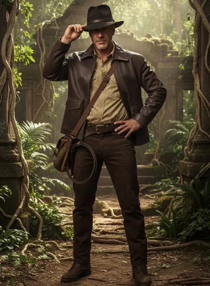 Indiana Jones Rusted Brown Leather Jacket front view