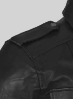 Resident Evil 6 Leon Kennedy Premium Black Leather Jacket closure view