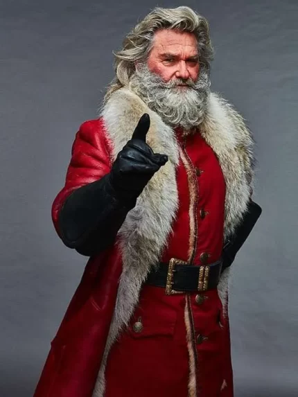 Santa Claus The Christmas Chronicles Shearling Fur Red Leather Coat side view