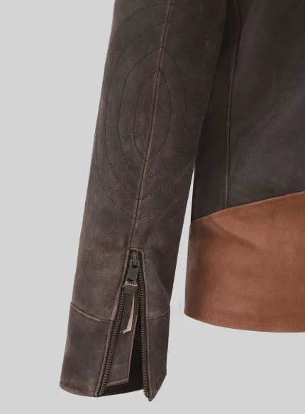 X Men Origins Wolverine Brown Leather Jacket closure view